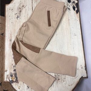 Beige and Brown Riding Pants with Pockets